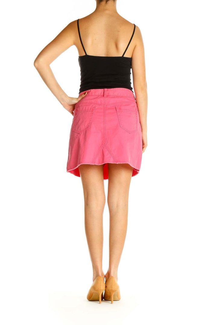 Pink Solid All Day Wear A-Line Skirt