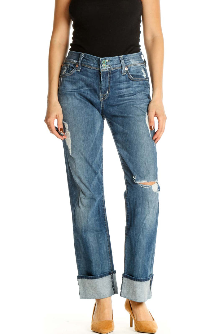 Blue Straight Leg Jeans