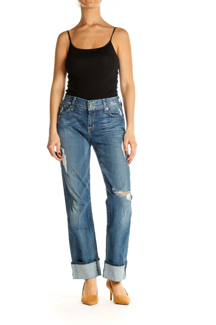 Blue Straight Leg Jeans