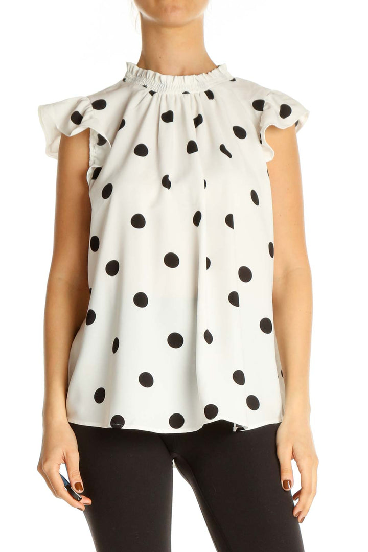 White Polka Dot Holiday Blouse