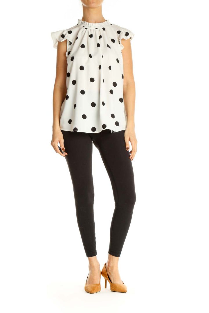 White Polka Dot Holiday Blouse