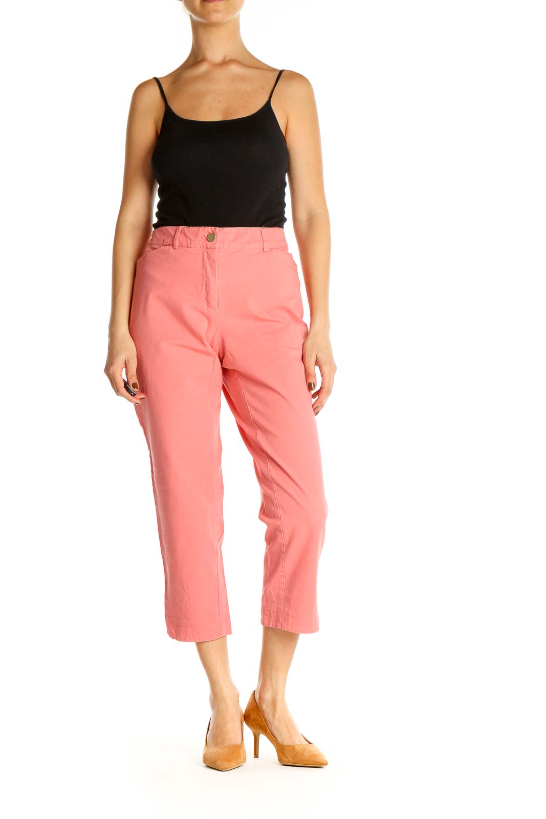 Pink Solid Casual Trousers