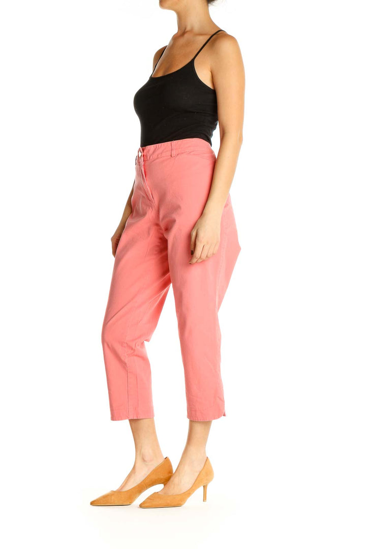 Pink Solid Casual Trousers