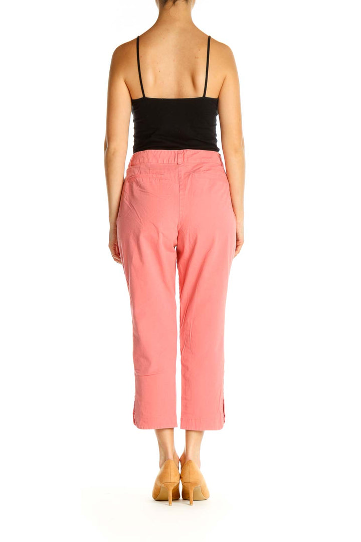 Pink Solid Casual Trousers