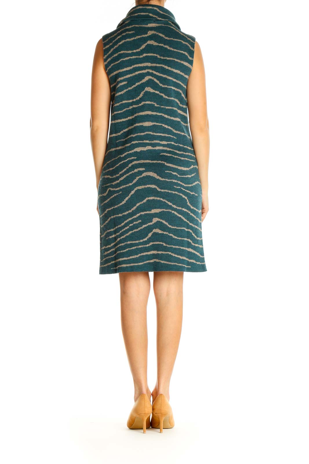 Green Animal Print Day A-Line Dress