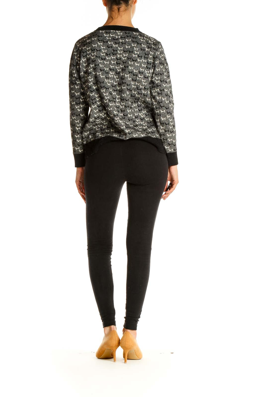 Black Graphic Print Party Sweater