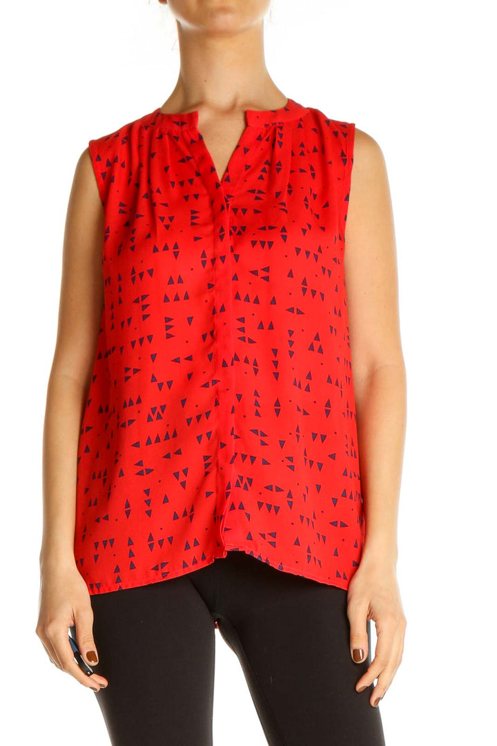 Red Printed Casual Blouse