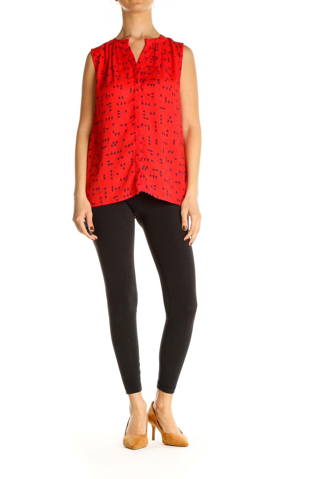 Red Printed Casual Blouse