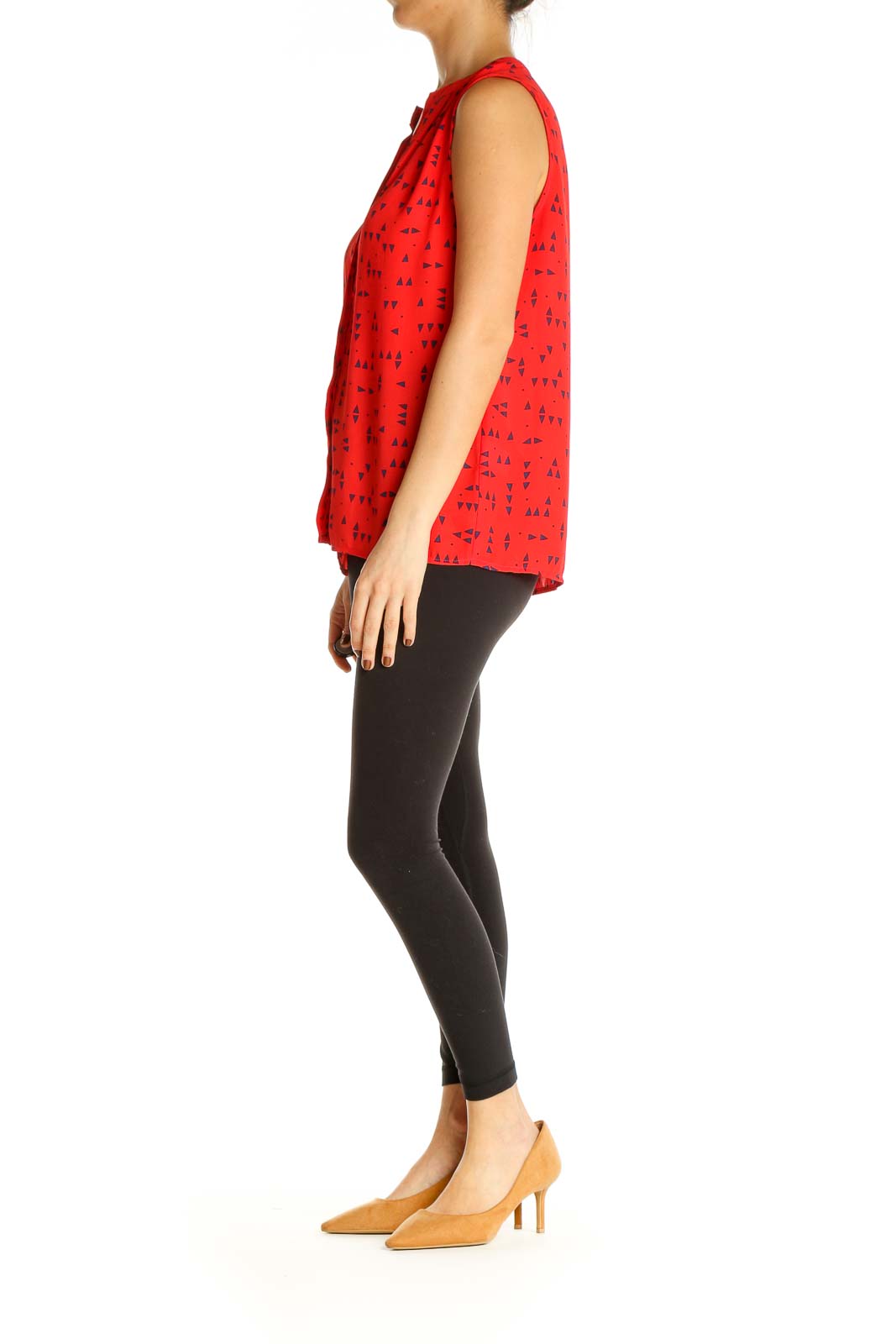 Red Printed Casual Blouse