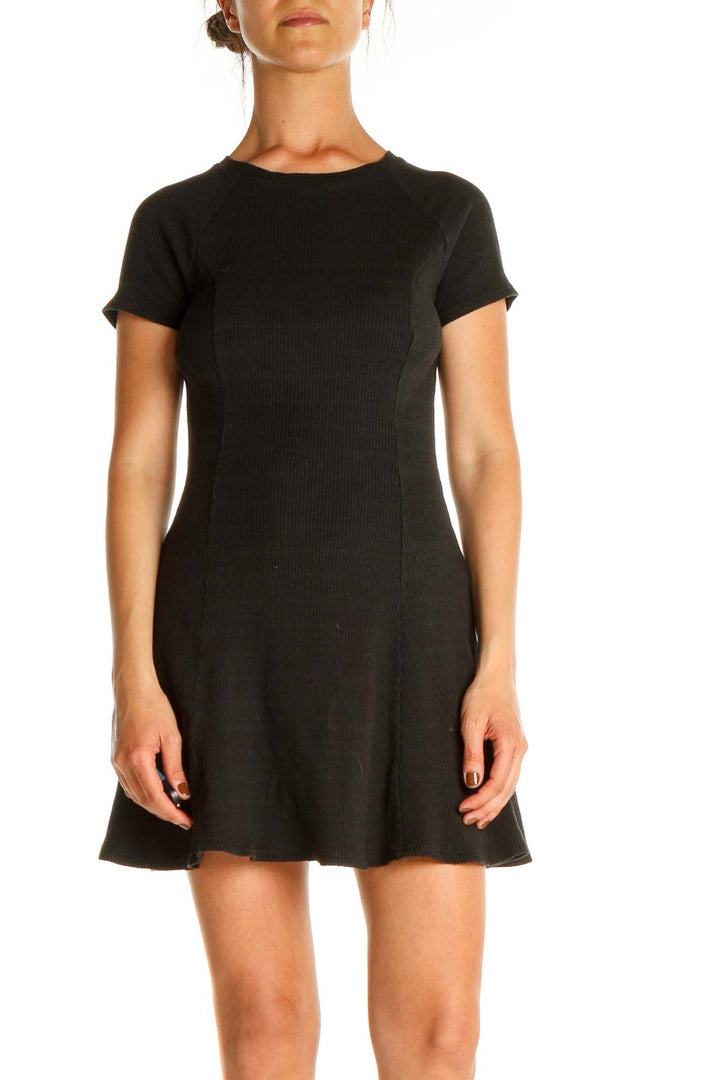 Black Solid Day Fit & Flare Dress