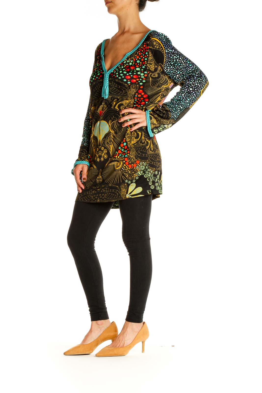 Black Printed Bohemian Blouse