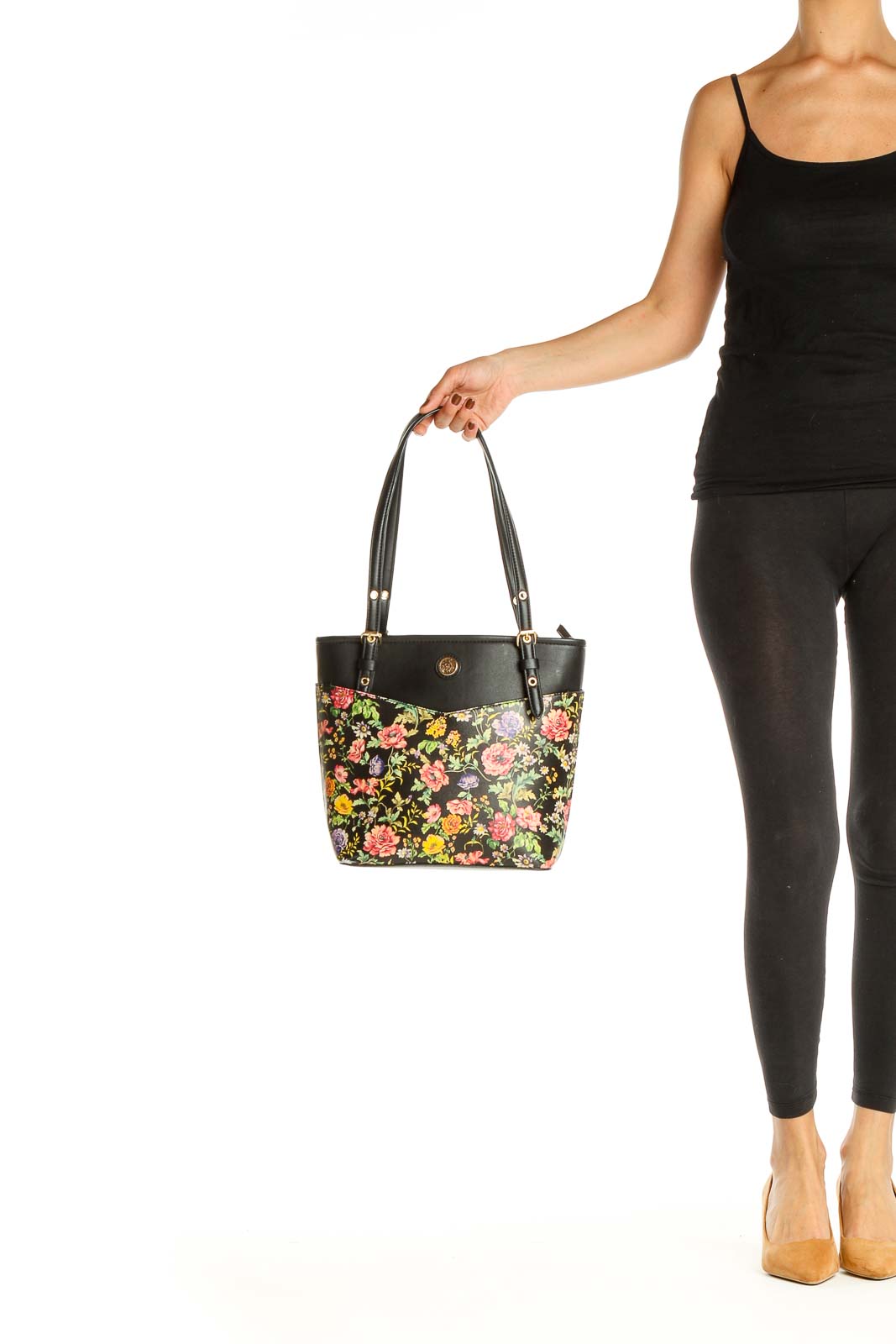 Black Floral Tote Bag