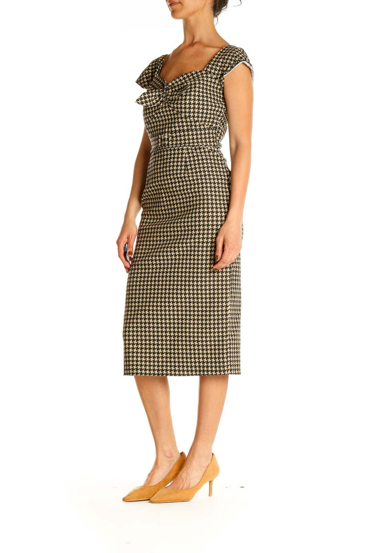 Brown Houndstooth Classic Sheath Dress