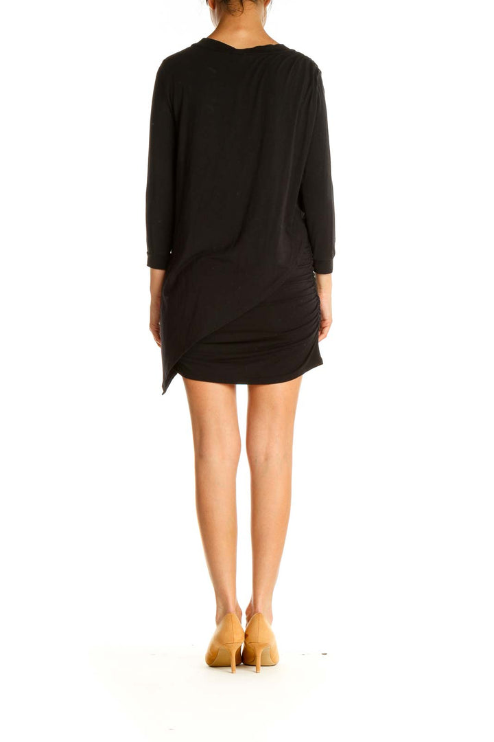 Black Solid Day Sheath Dress