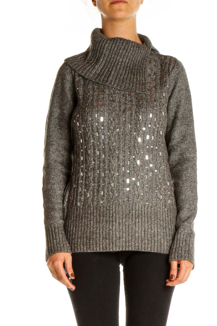 Gray Sequin Holiday Sweater