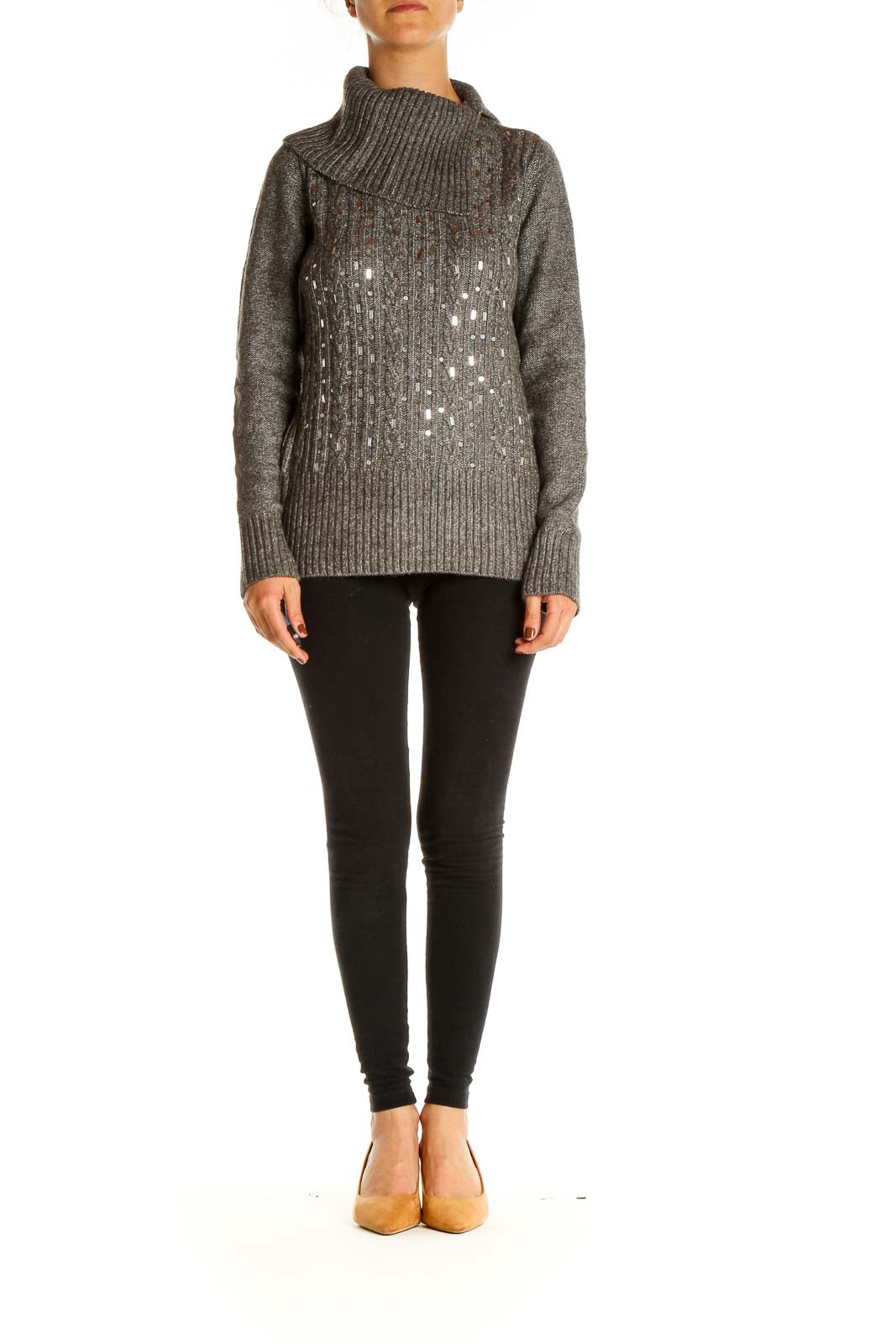 Gray Sequin Holiday Sweater