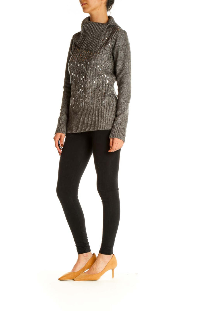 Gray Sequin Holiday Sweater