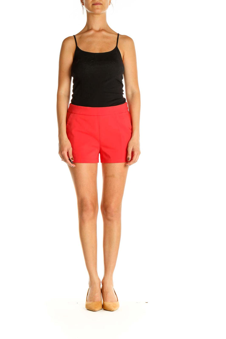 Red Solid All Day Wear Shorts