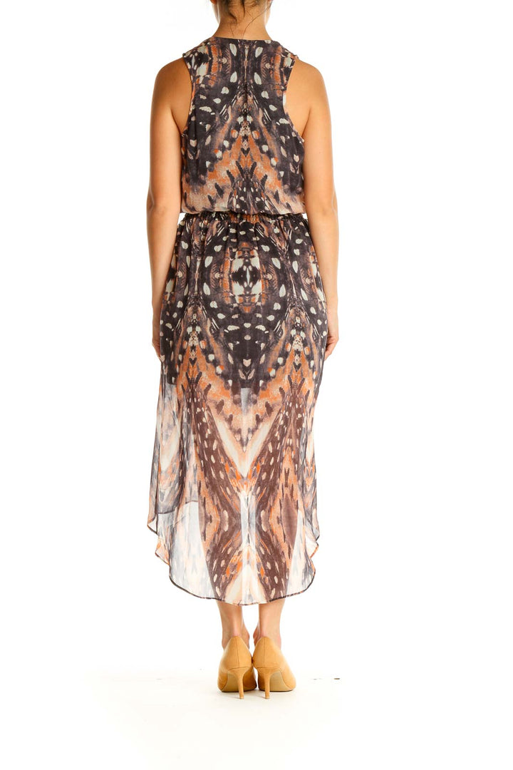 Beige Printed Bohemian Sheath Dress