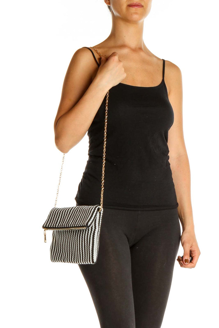 Black Striped Crossbody Bag