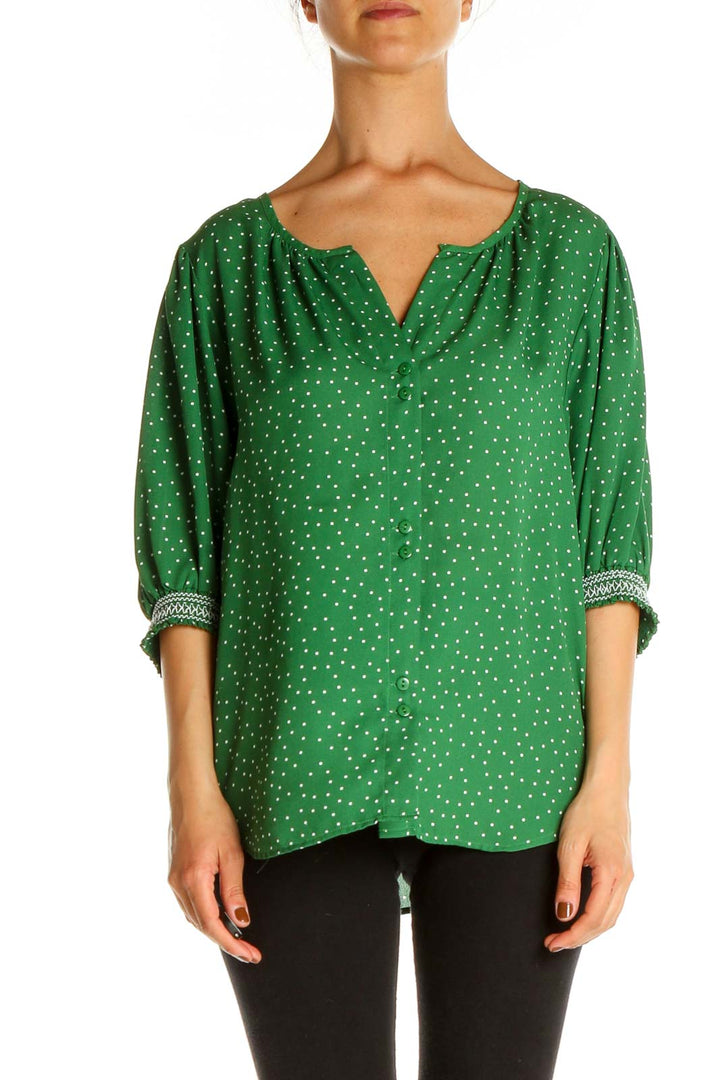 Green Polka Dot All Day Wear Blouse