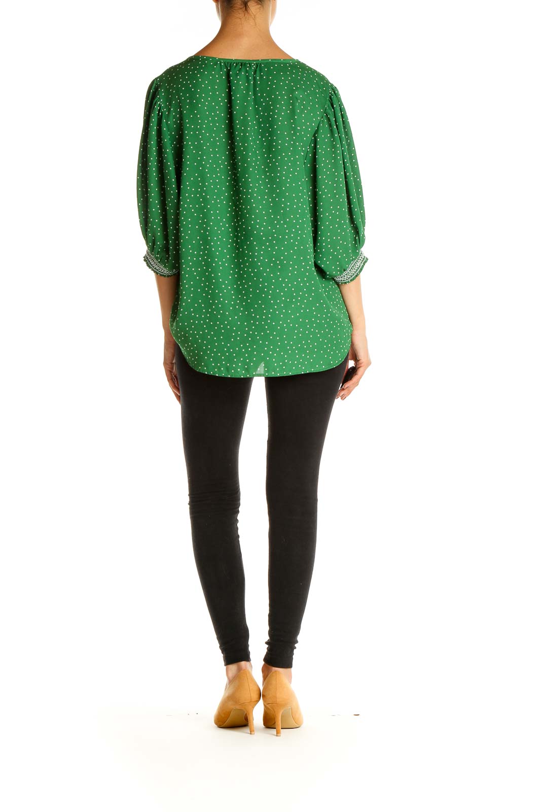 Green Polka Dot All Day Wear Blouse