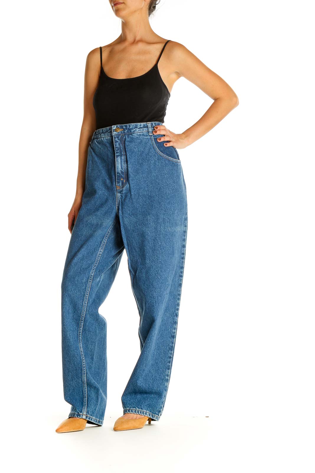 Blue Straight Leg Jeans