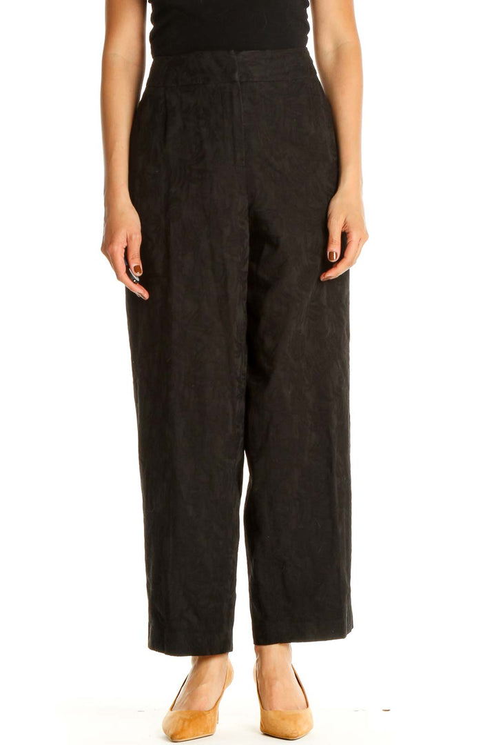 Black Textured Classic Trousers