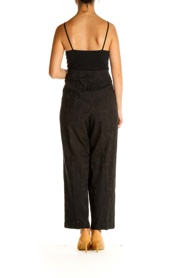 Black Textured Classic Trousers