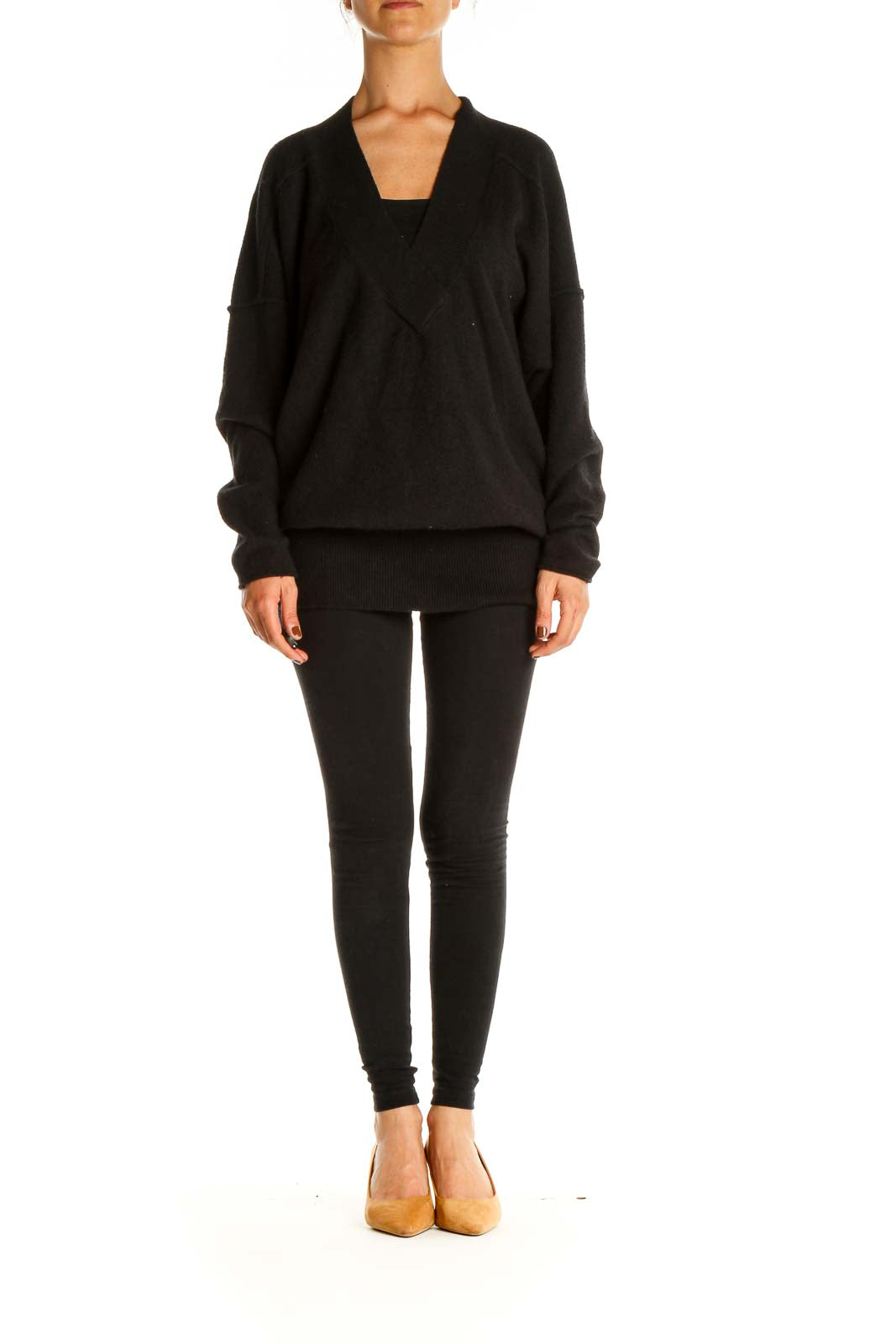 Black Solid Classic Sweater