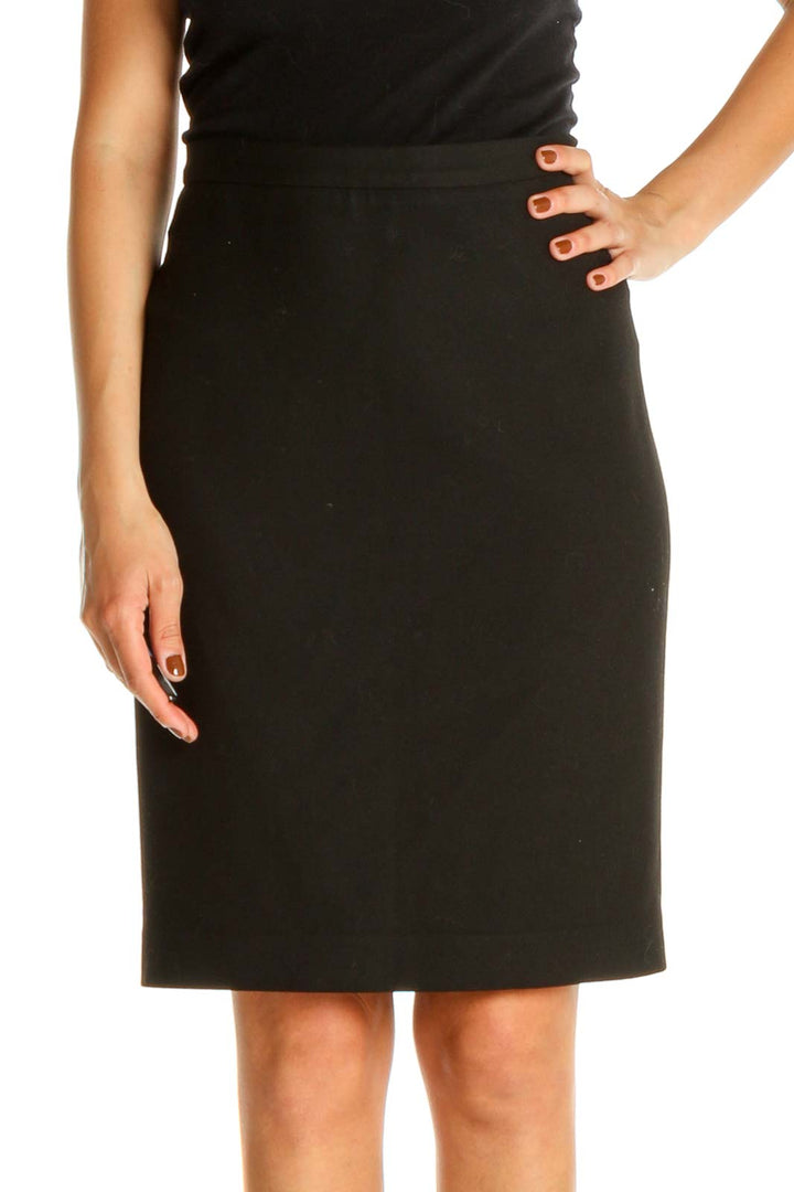 Black Solid Brunch Pencil Skirt