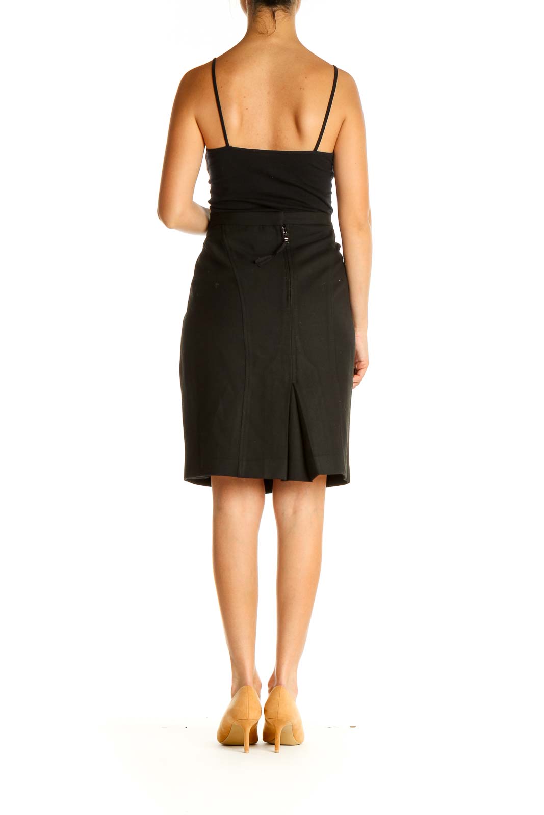 Black Solid Brunch Pencil Skirt