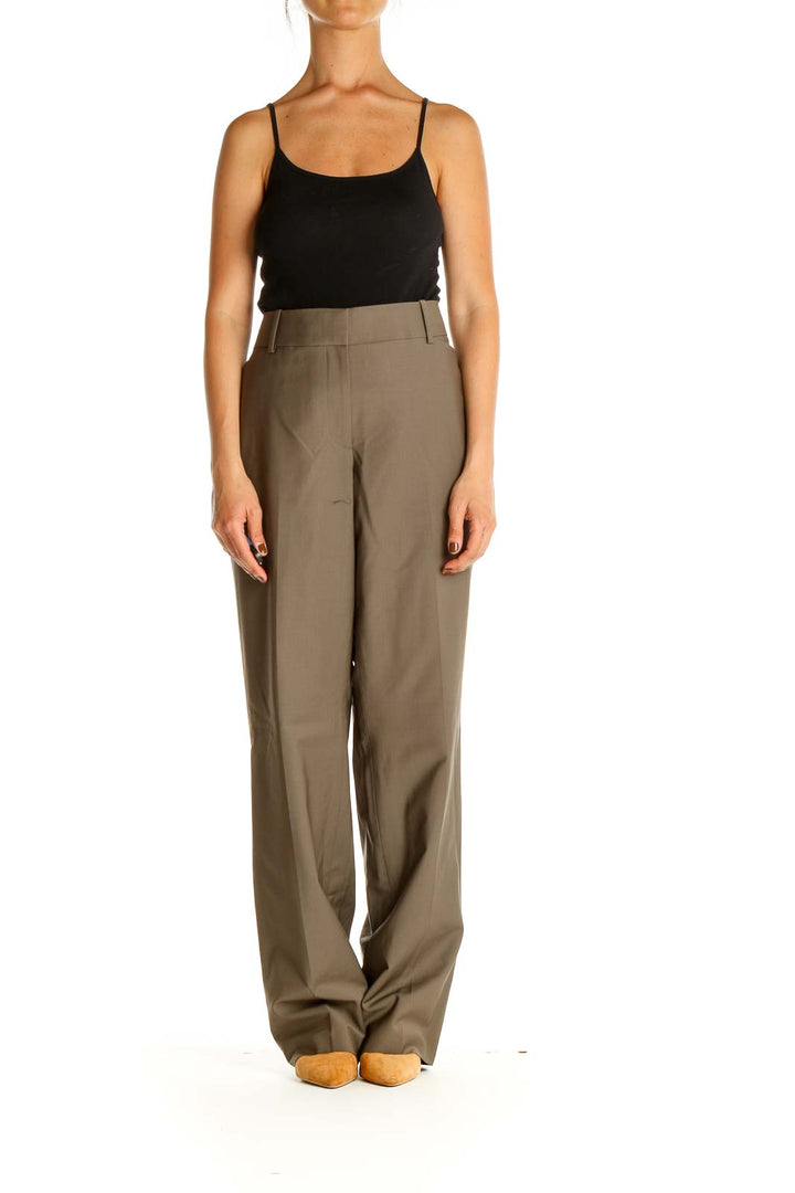 Brown Solid All Day Wear Trousers