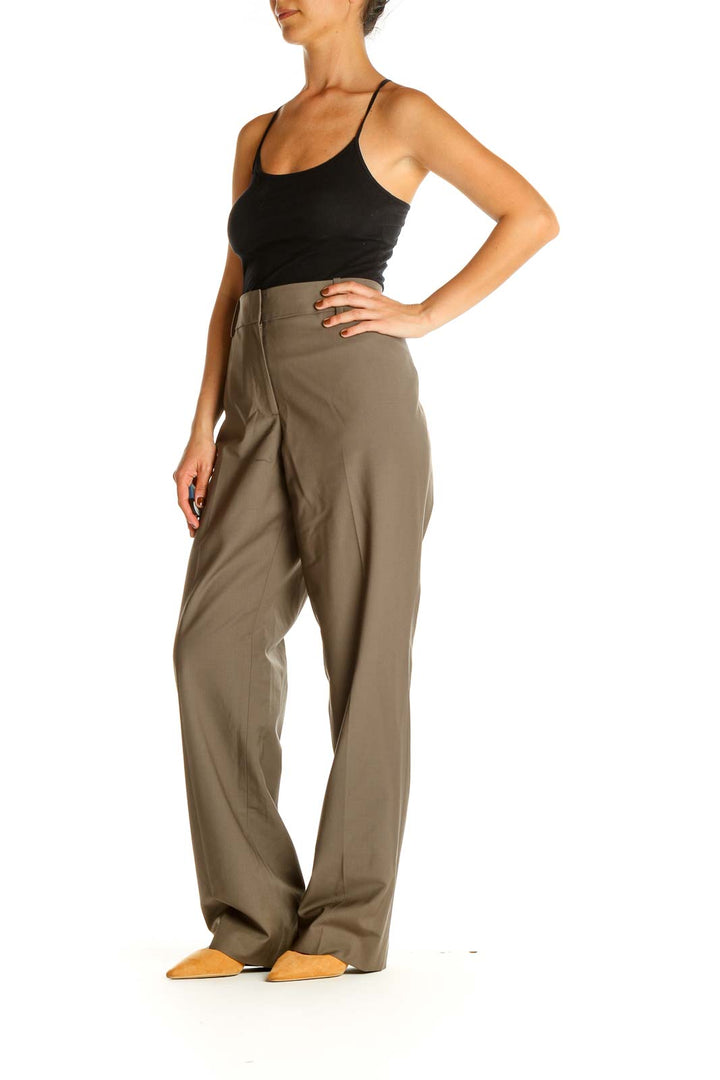 Brown Solid All Day Wear Trousers