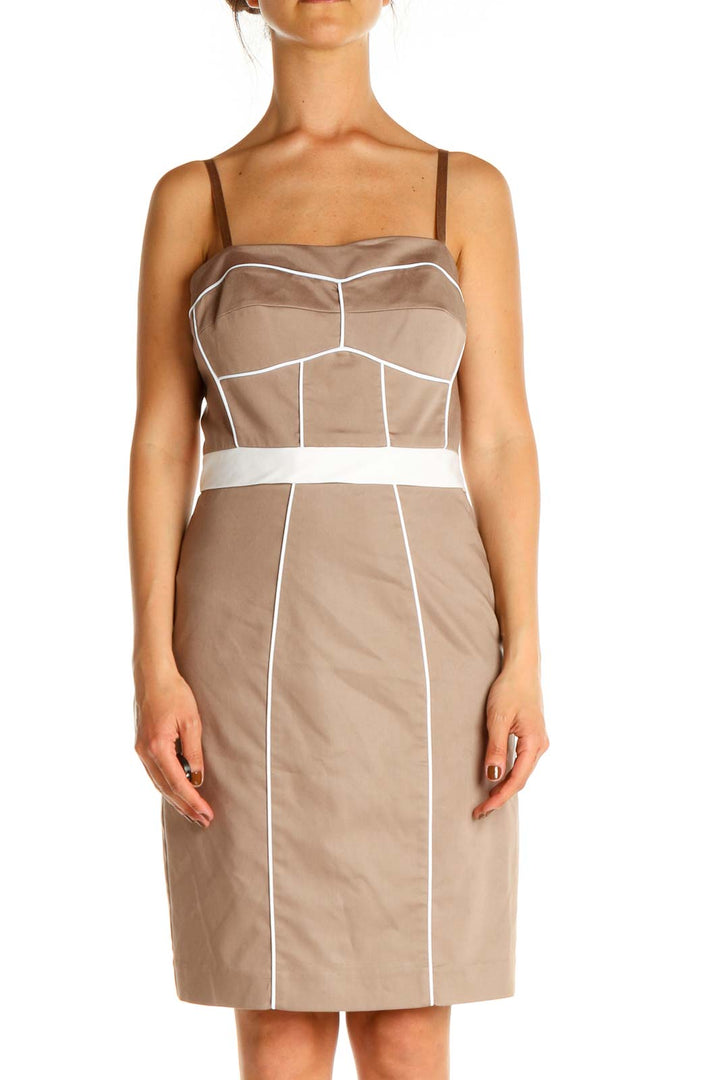 Beige Sheath Dress