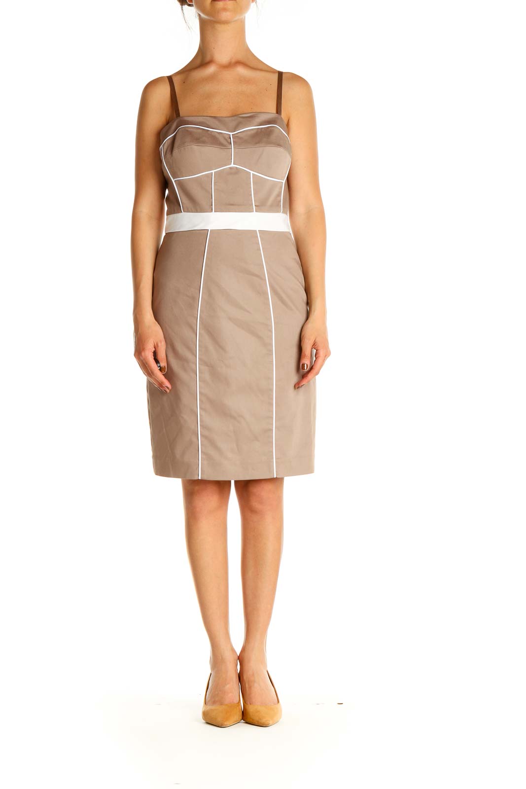 Beige Sheath Dress