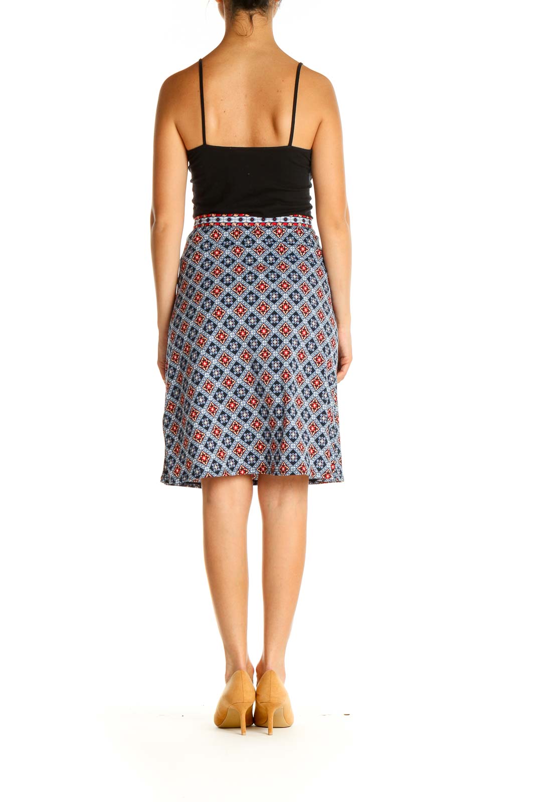 Blue Printed Bohemian A-Line Skirt