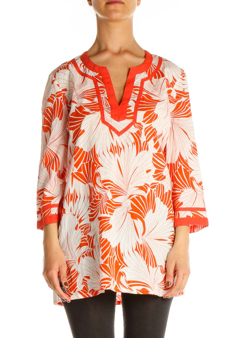 Beige Tropical Print All Day Wear Blouse