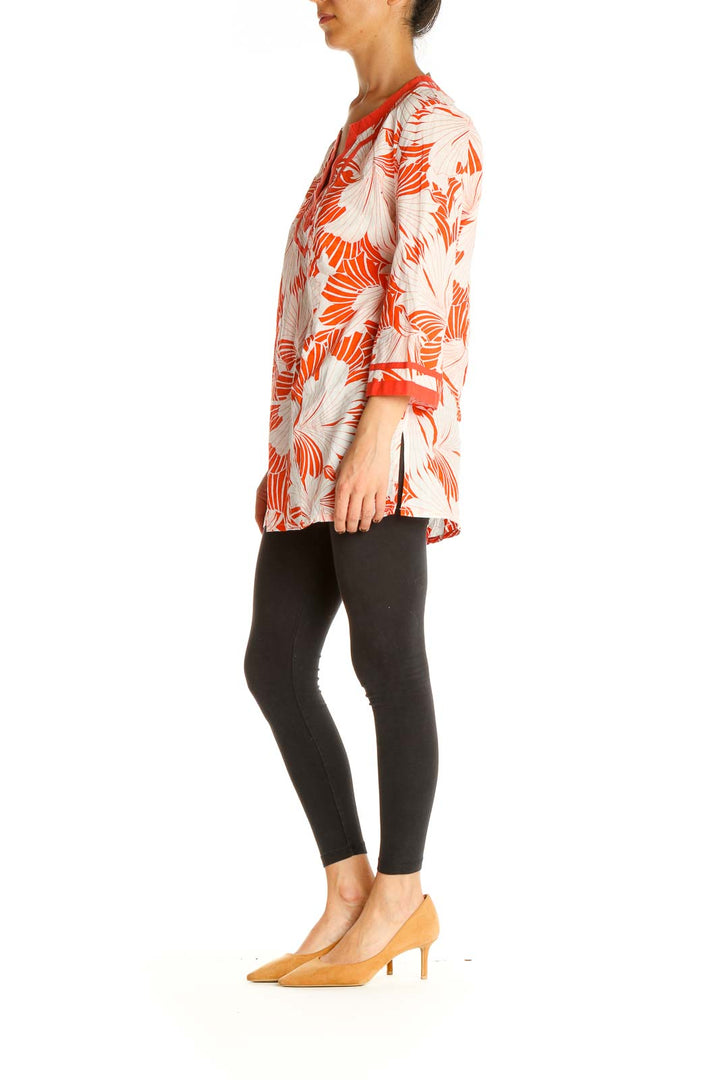 Beige Tropical Print All Day Wear Blouse