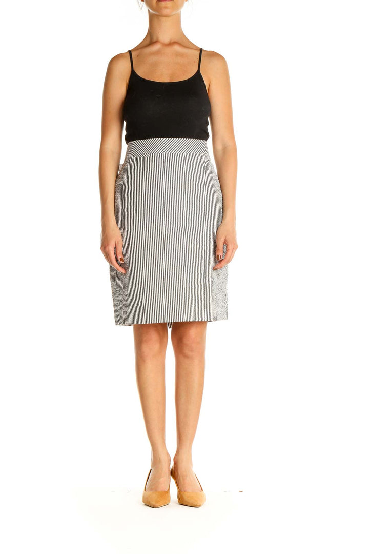 White Printed All Day Wear Pencil Skirt