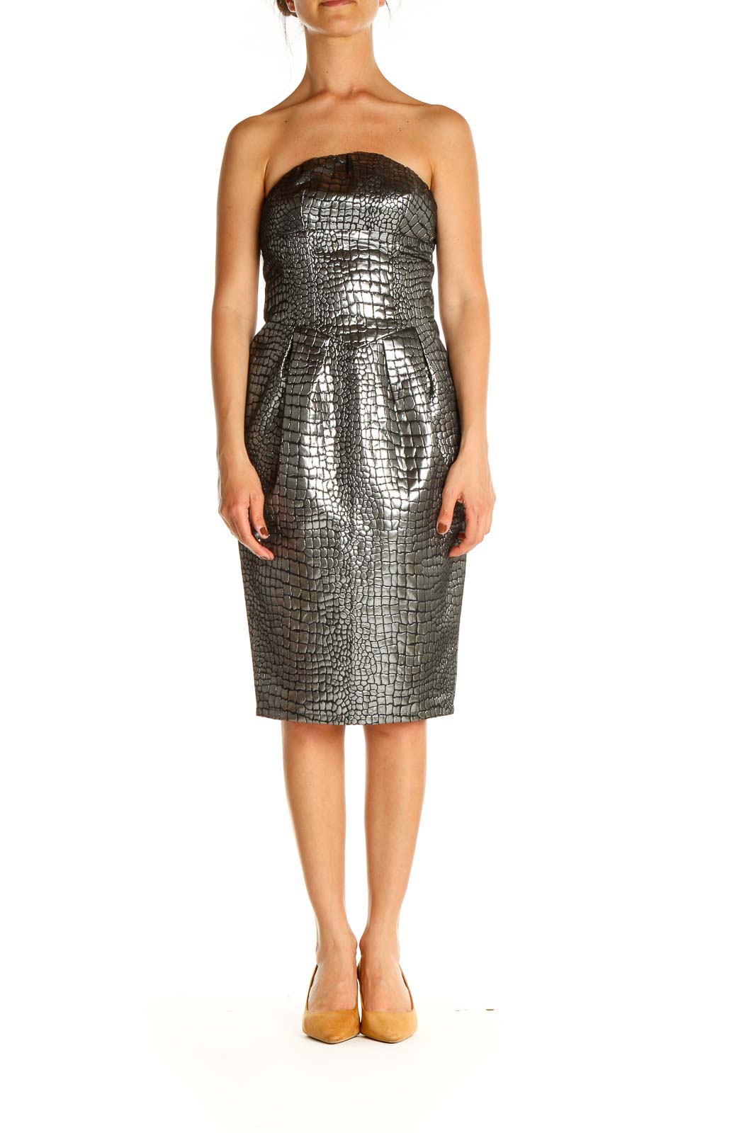 Gray Sequin Day Sheath Dress