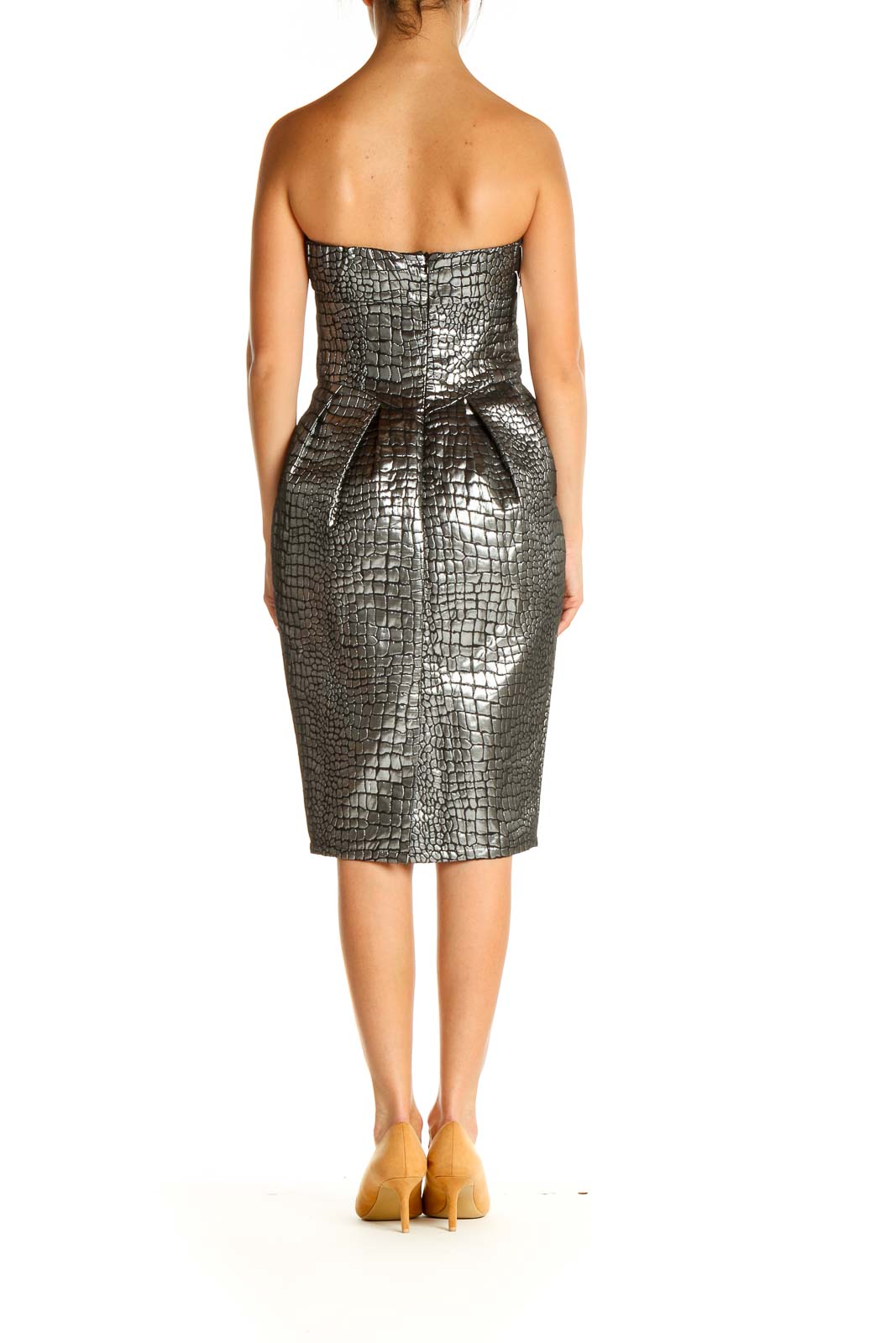 Gray Sequin Day Sheath Dress