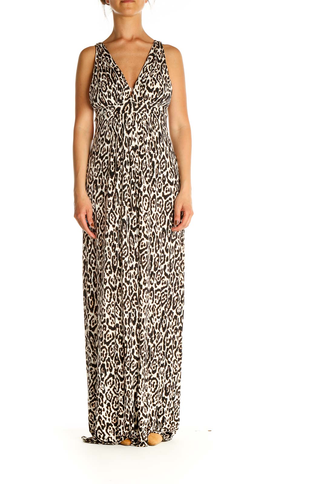 Beige Animal Print Column Dress