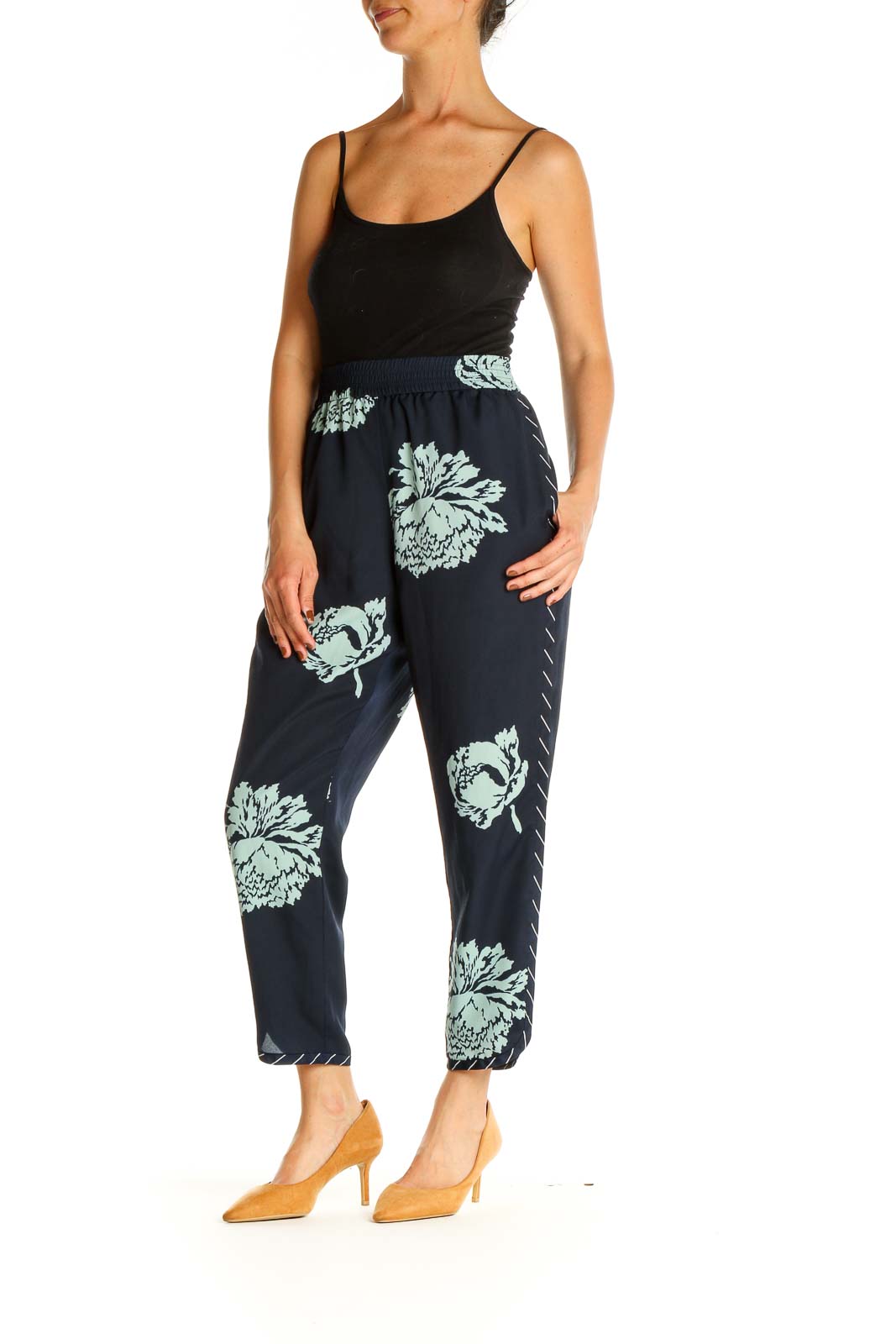 Blue Graphic Print All Day Wear Pants