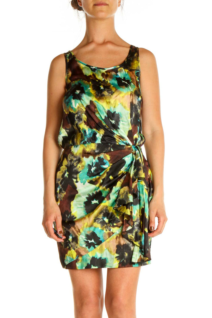 Green Printed Cocktail Dress