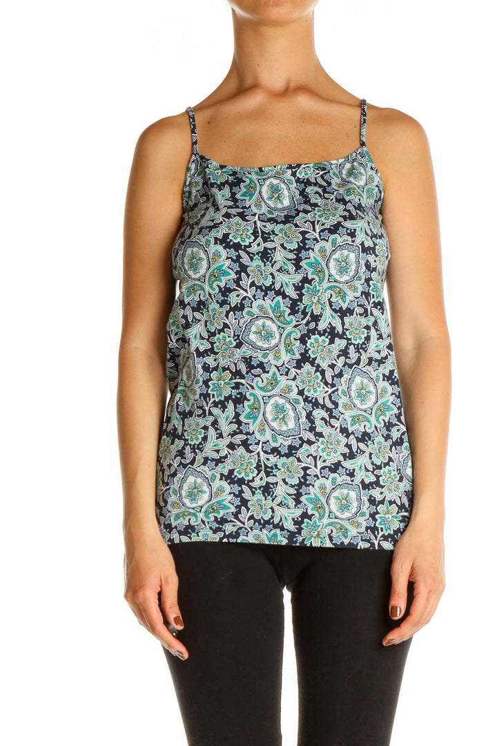 Blue Printed Tank Top