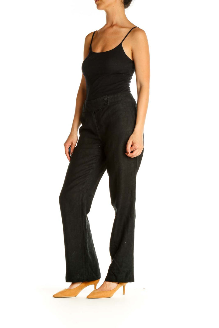 Black Textured Classic Trousers