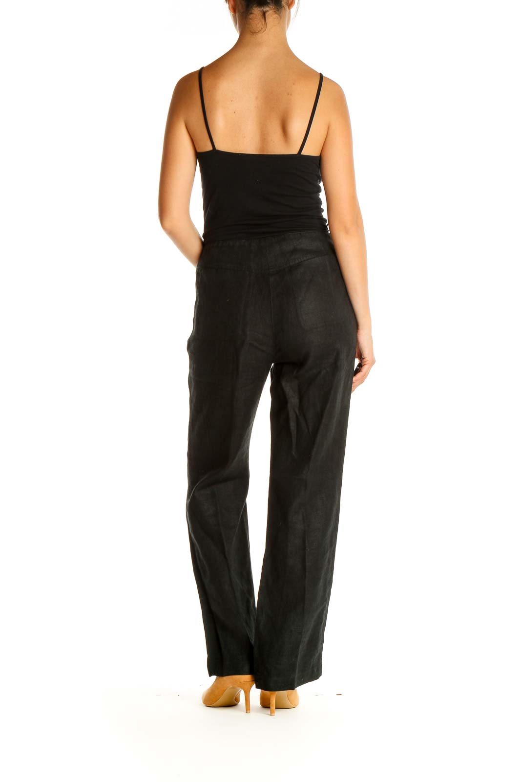 Black Textured Classic Trousers