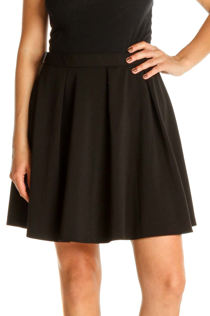 Black Solid Mini Skirt