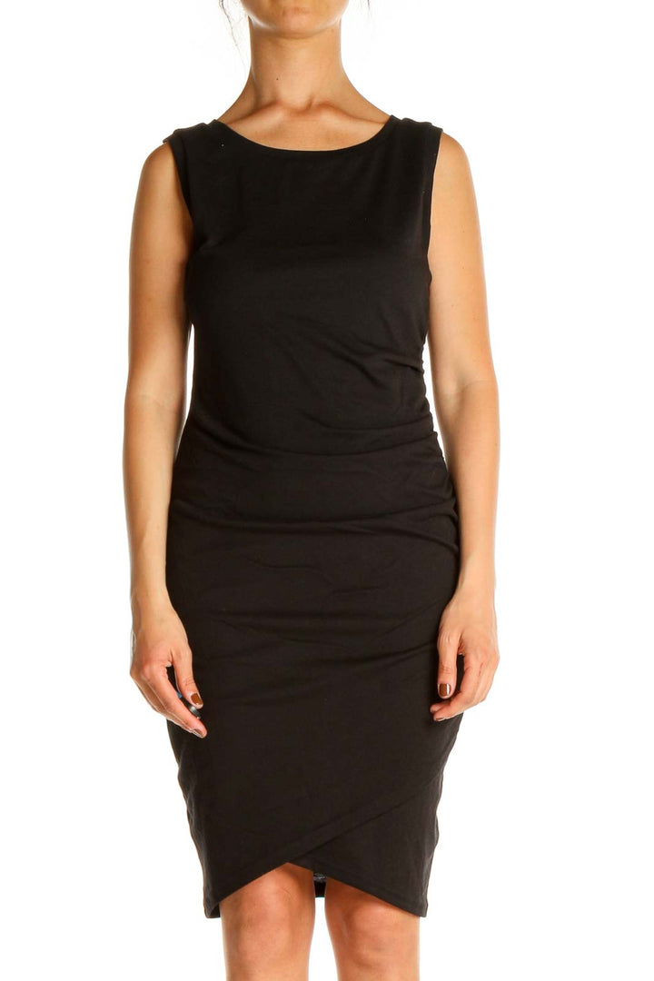 Black Solid Classic Sheath Dress